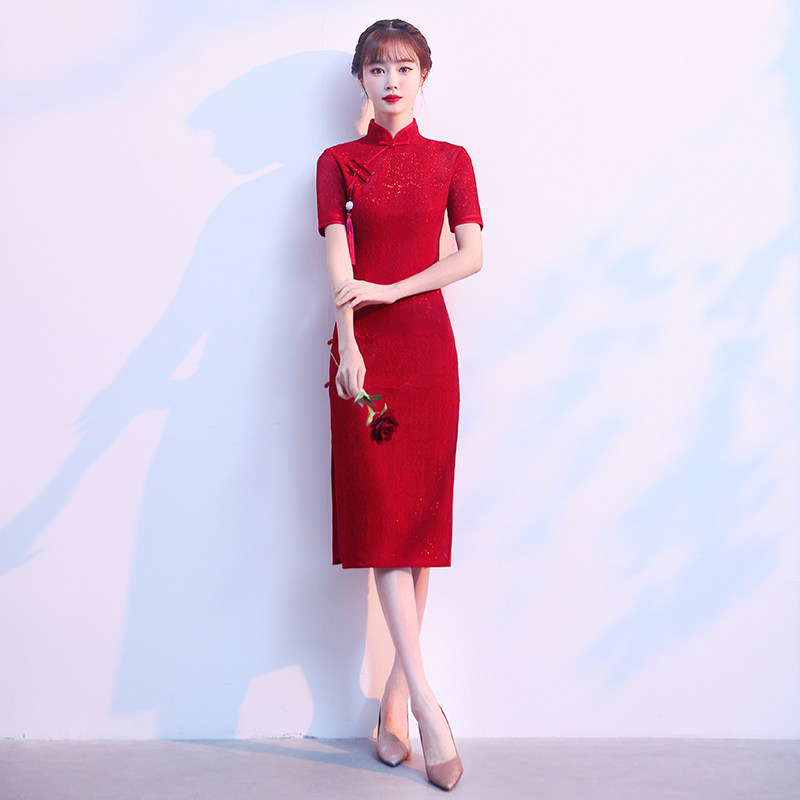 红色旗袍2020新款中国风婚宴敬酒服 香怡莎菲旗袍