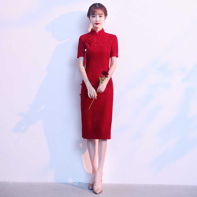 红色旗袍2020新款中国风婚宴敬酒服 香怡莎菲旗袍