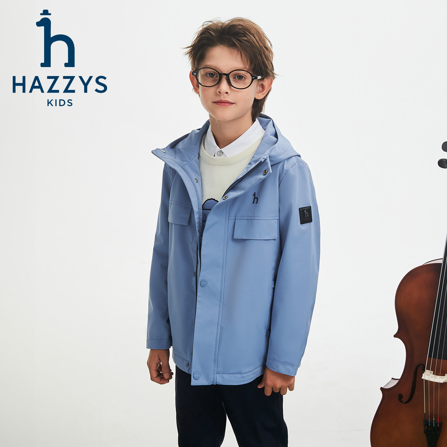 hazzys哈吉斯童装男童风衣2025秋新舒适三防加绒连帽厚外套,淘宝优惠券,粉丝福利购,淘宝优惠卷