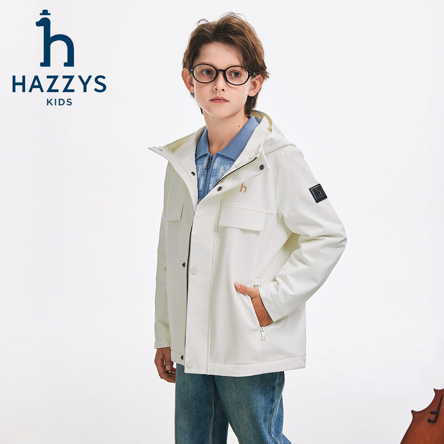 hazzys哈吉斯童装男童风衣2025秋新舒适三防加绒连帽厚外套,淘宝优惠券,粉丝福利购,淘宝优惠卷