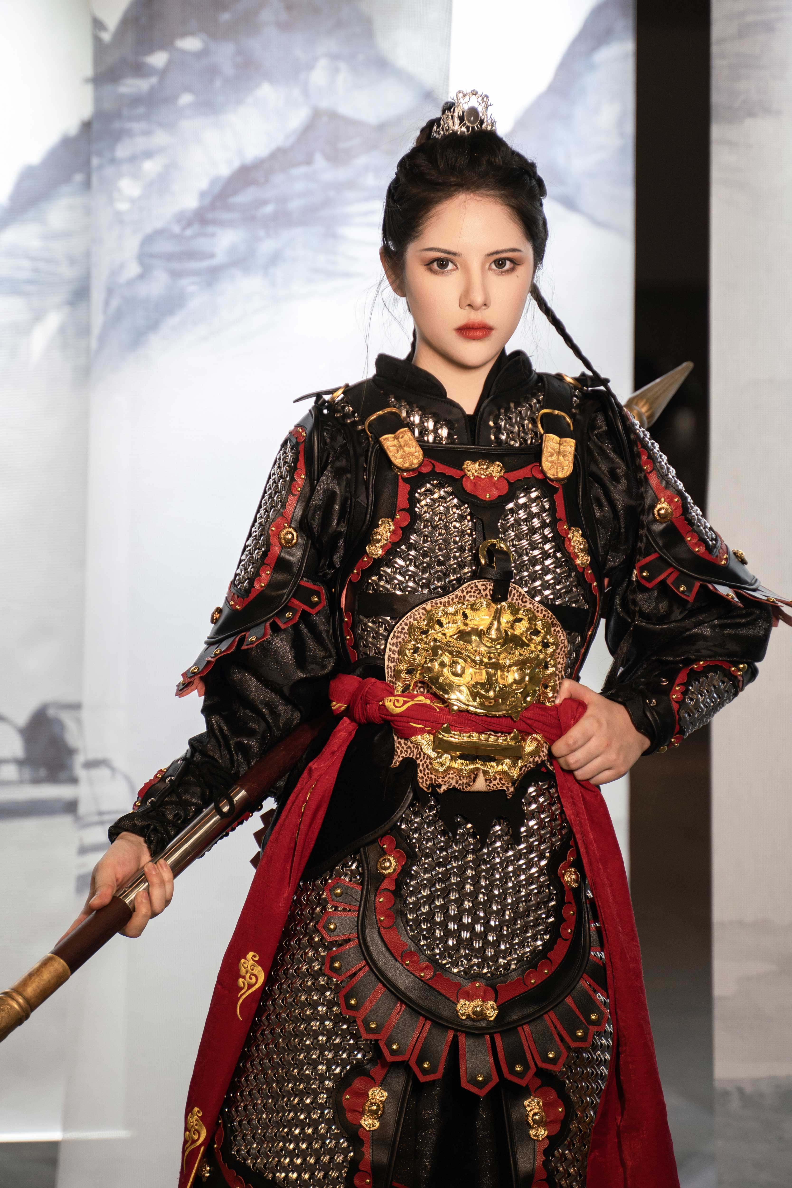 百炼铸甲明制修身分体锁子甲女款中国甲胄金银铠甲盔甲汉服装