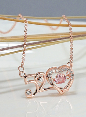 跳动的心镶钻情人节生日礼物项链