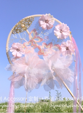 长柄团扇古风汉服蝴蝶团扇