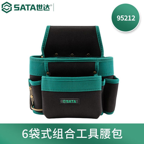 世达五金电工包家电维修多功能大号工具包帆布腰包加厚6袋 95212 - 图0