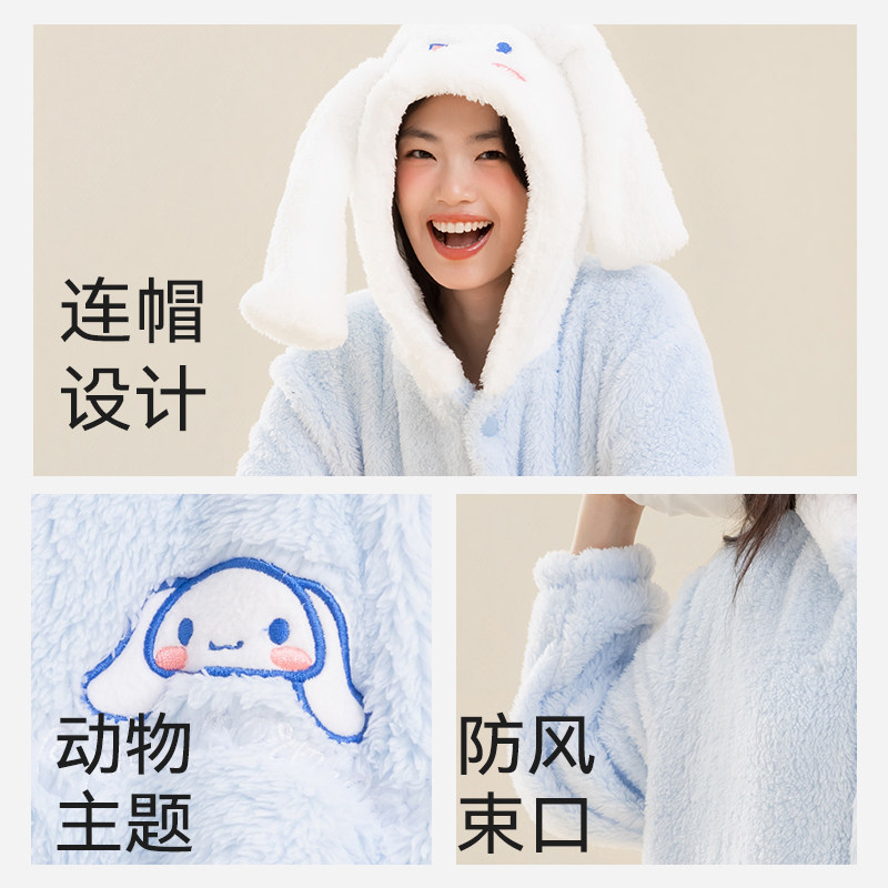 法兰绒睡袍女士秋冬季加厚加绒冬天长款浴袍珊瑚绒睡衣家居服套装,淘宝优惠券,粉丝福利购,淘宝优惠卷