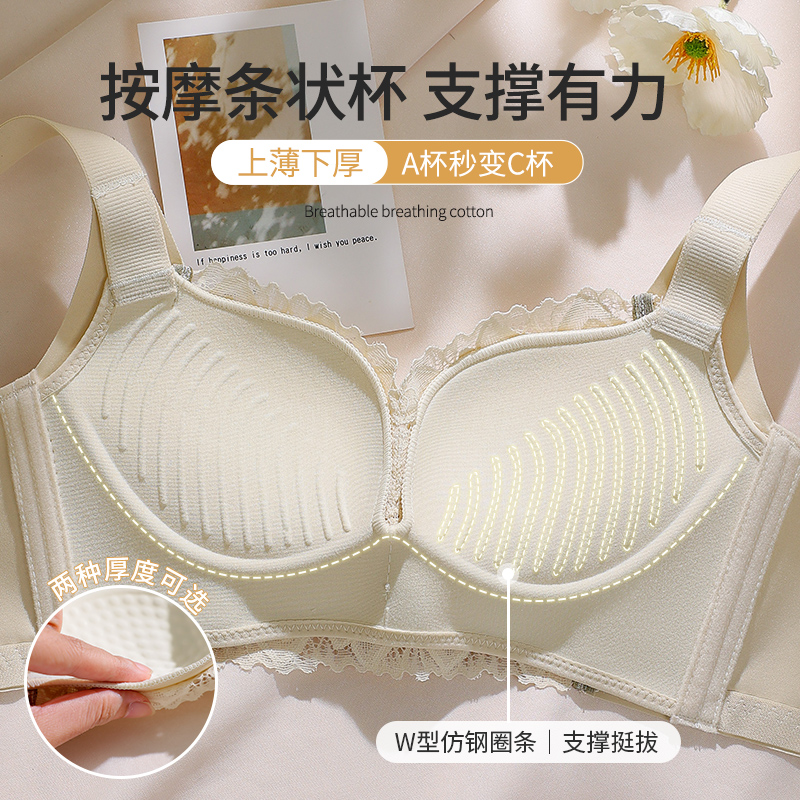 内衣女小胸聚拢防外扩收副乳防下垂胸罩秋冬性感无钢圈调整型文胸