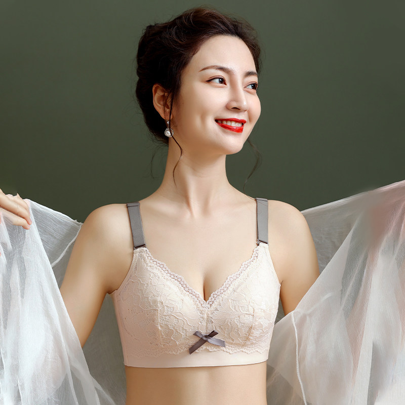 乳胶薄款大胸显小性感蕾丝聚拢文胸 媄禾文胸