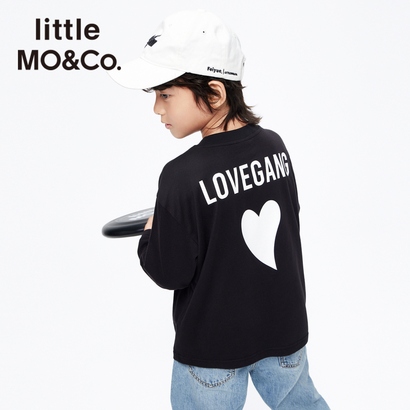 纯棉 little moco童装春秋装男童女童长袖T恤儿童上衣中大童打底