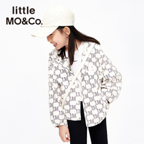 little moco child clothing autumn clothing children male and female children old flower protein leather jacket jacket KBB3JKT032