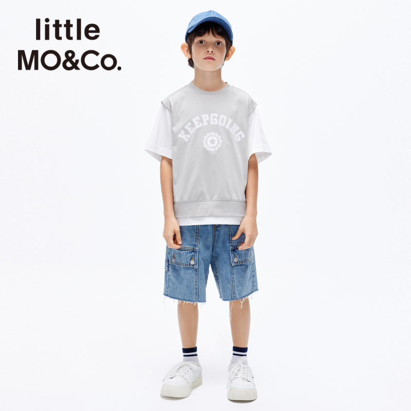 little moco童装24夏装新款男童纯棉工装毛边牛仔短裤KBD2SOT025 - 图2