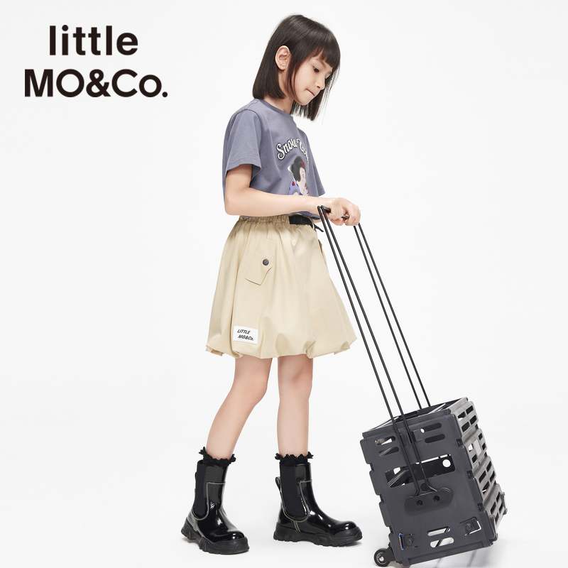 little moco童装春秋装女童半身裙花苞裙子儿童工装裙短裙洋气