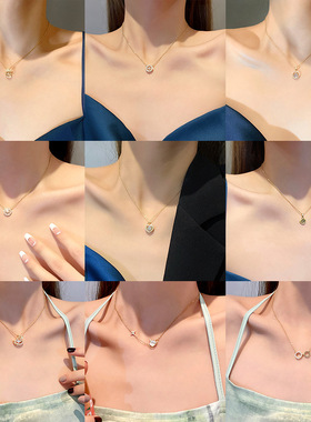 韩系复古钛钢项链女百搭高级感珍珠吊坠ins风小众锁骨链饰品批发