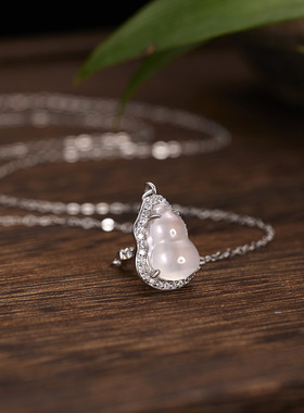 S925纯银新款男女环玉髓葫芦联系项链时尚百搭高级感吊坠锁骨链