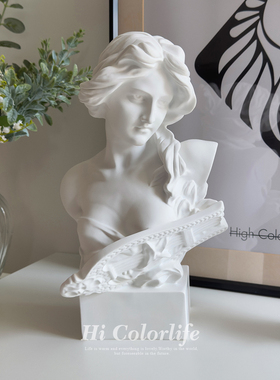 喝彩生活琴女头像石膏像装饰摆件