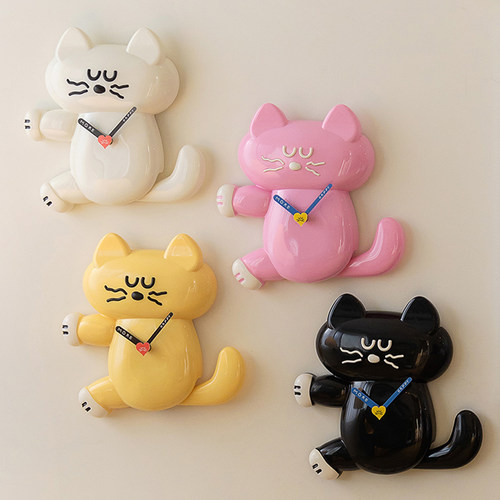 韩国aland brunch brother 联名款 可爱摇尾巴猫咪墙上挂钟 时钟 - 图0