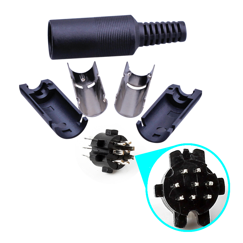 誉陆 S端子小8芯插头MD8连接器PLC圆头8针接头接口PLC三菱插头 - 图2