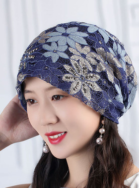 女士春夏天薄款透气包头帽子
