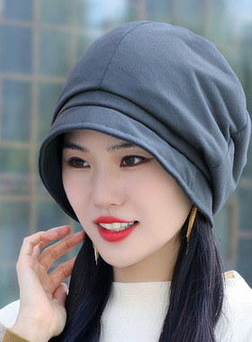 鸭舌帽子女大码显脸小时尚贝雷帽