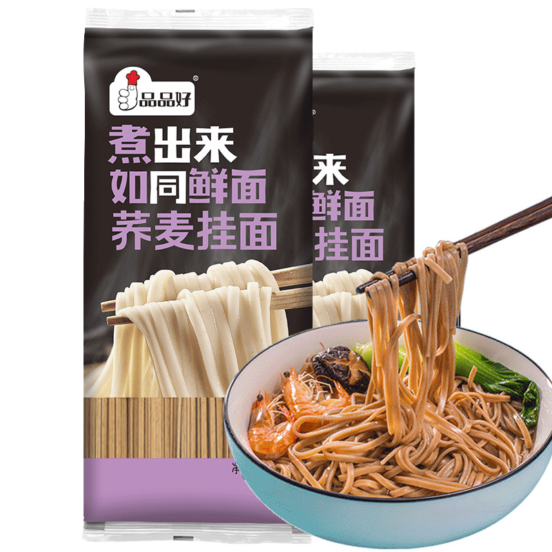 品品好如同鲜面荞麦面条干挂面低脂乔麦面粗粮杂粮全主食500g*4袋 - 图3