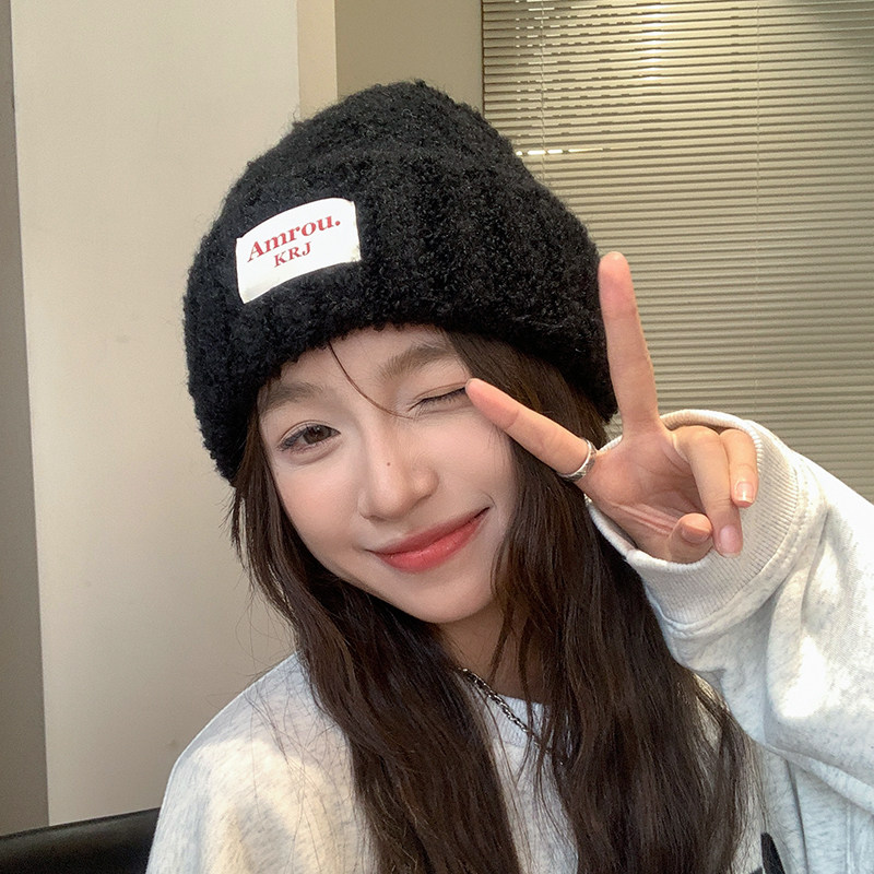 毛绒针织帽女秋冬季2025新款韩版保暖毛线帽子黄色显脸小护耳冷帽,淘宝优惠券,粉丝福利购,淘宝优惠卷