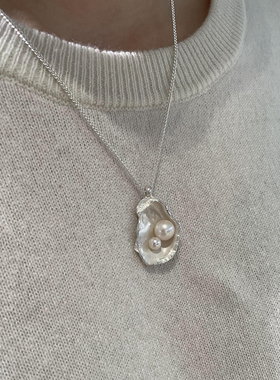 Urpflanze双珠⻉壳项链