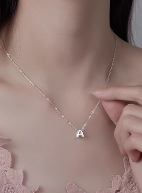 S925纯银吊坠字母项链女款