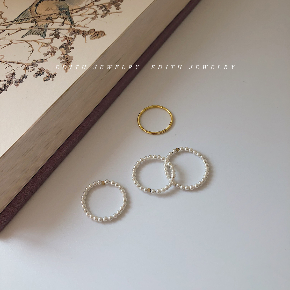 注金施家珍珠戒指女叠戴 手作迷你极细小珍珠美国进口 Edith 14k 注金施家珍珠戒指女叠戴 手作迷你极细小珍珠美国进口 Edith 14k