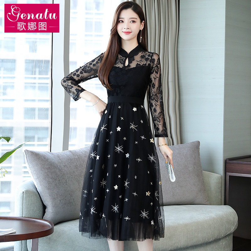 秋款冬裙蕾丝加绒高端欧货连衣裙 歌娜图连衣裙