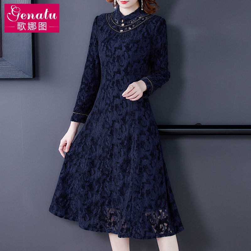 冬裙蕾丝女神范气质高端欧货连衣裙 歌娜图连衣裙