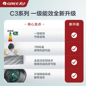 Gree/格力中央空调家用客厅风管机一级能效3匹一拖一冷暖变频C3+