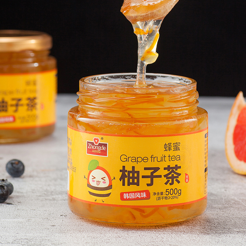 众德食品旗舰店众德蜂蜜柚子百香果柠檬茶冲饮罐装500g泡水喝的果味茶冲泡水饮品1