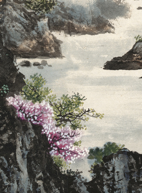 马起瓯《山水画》中式客厅中堂挂画玄关茶室水墨风景装饰画高清