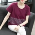 Áo thun cotton ngắn tay cotton nữ 2019 hè mới size lớn áo sơ mi nữ trung niên nửa tay áo hè - Cộng với kích thước quần áo