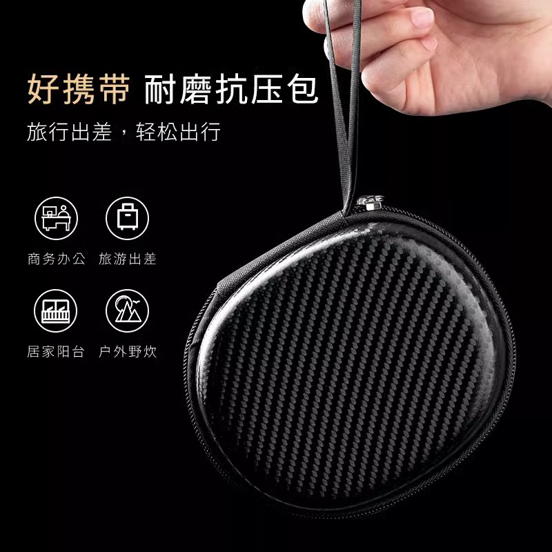 便携式旅行茶具小套装一壶三杯旅游快客杯盖碗收纳包羊脂玉瓷 - 图2