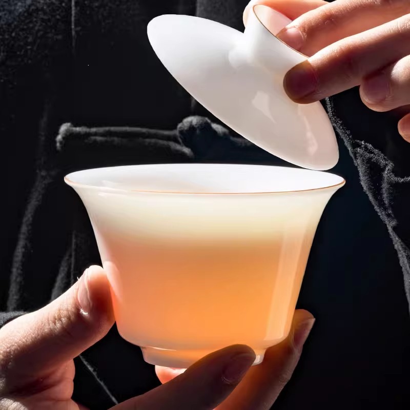 便携式旅行茶具小套装一壶三杯旅游快客杯盖碗收纳包羊脂玉瓷 - 图0