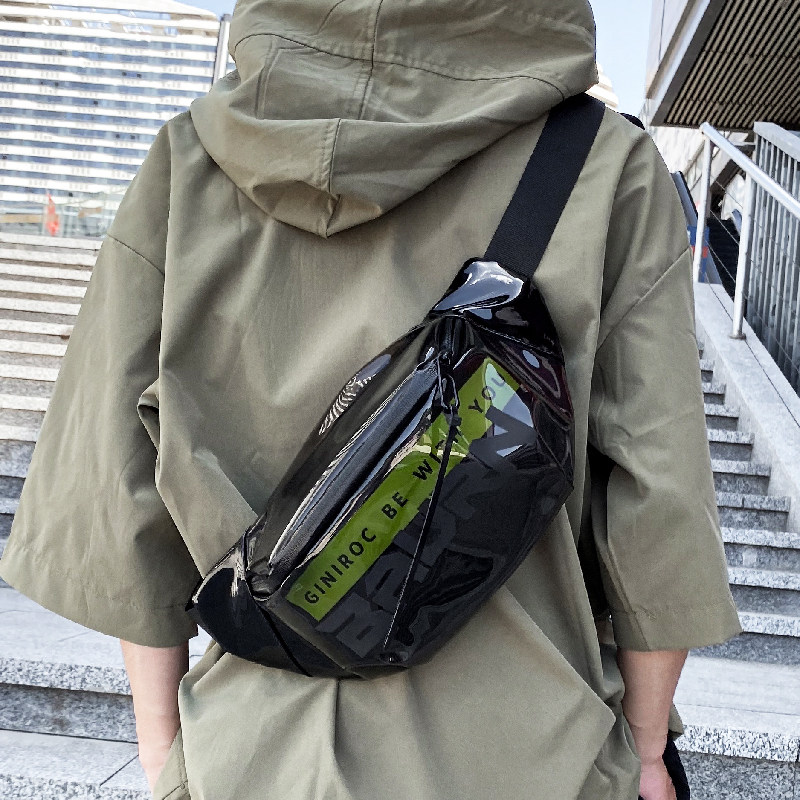 男士潮牌个性pvc透明小挎包女胸包 大牙男士包袋