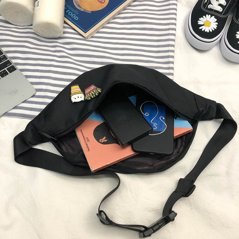 男时尚百搭小挎包单肩简约日系腰包 大牙男士包袋