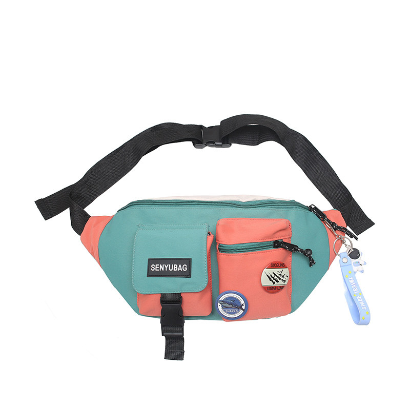 日系潮牌胸包女设计感小众斜挎包 大牙男士包袋