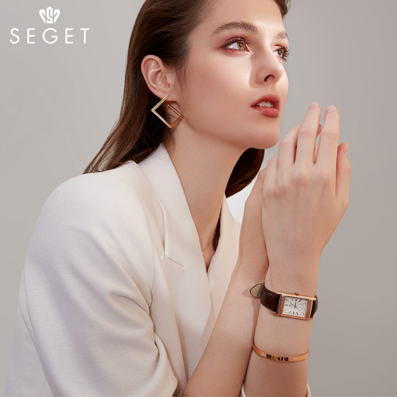 世爵瑞士女简约气质名牌方表盘手表 世爵国产腕表