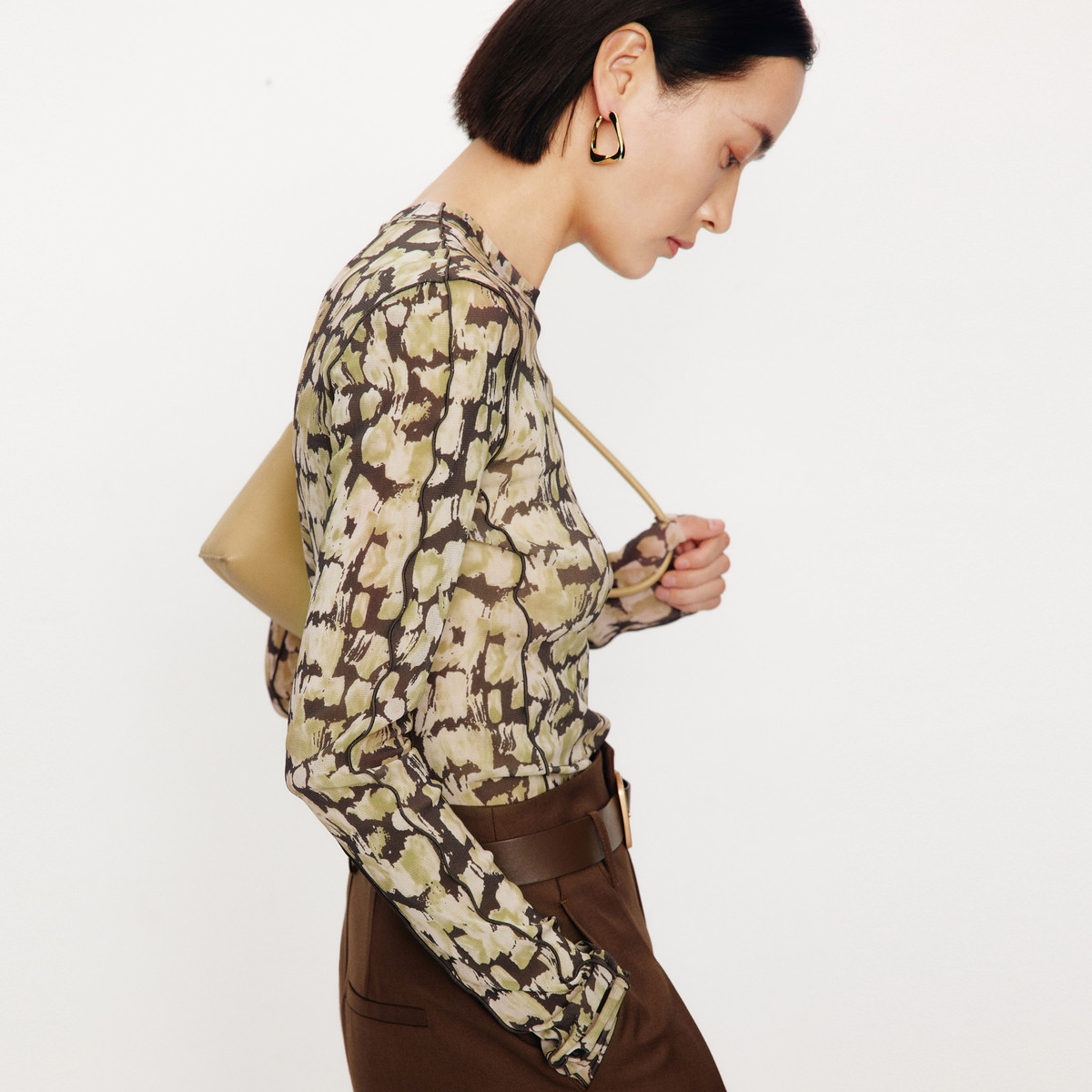 艾诺丝雅诗 法式印花修身长袖雪纺衫女2024秋季圆领上衣30826025,淘宝优惠券,粉丝福利购,淘宝优惠卷