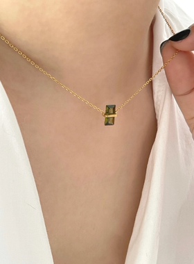 抹茶绿水晶项链清新少女