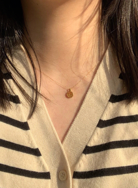 18k镀金一颗钻闪项链锁骨链