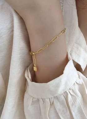 14k包金轻奢风简约百搭方块方形手链