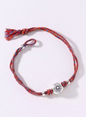 柿柿如意纯手工编织纯银手绳