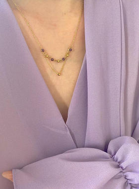 神仙紫色~自制两层轻奢气质款手工串珠简约高级感锁骨链慵懒魅惑
