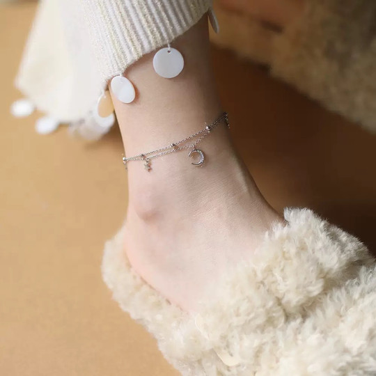 波西米亚风沙滩风不掉色双层脚链气质风森系轻奢五角星时尚性感潮