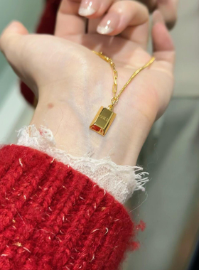 皮草适配度拉满~亮晶晶小金条项链不掉色高级毛衣链仿真黄金ins风