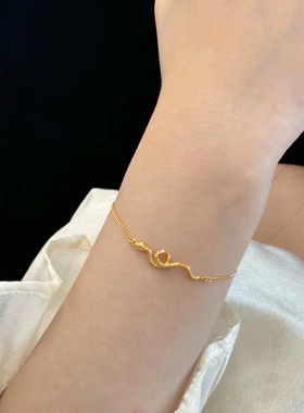 清冷慵懒系~质感灵蛇手链高级风本命年灵动手饰品仿真金礼物优品