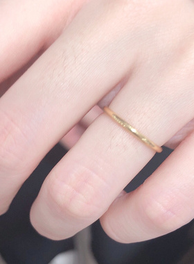 洗手不用摘显白美国14k包金简约百搭个性极细光圈关节戒指尾戒ins