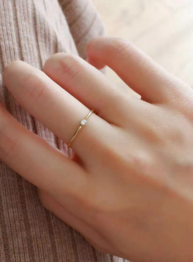 韩国极简迷你锆石一颗钻石戒指